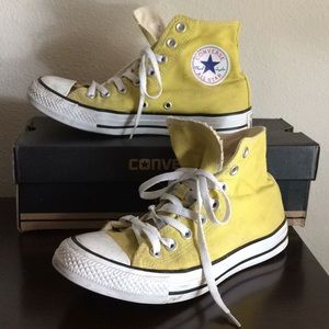 Used Yellow high top converse